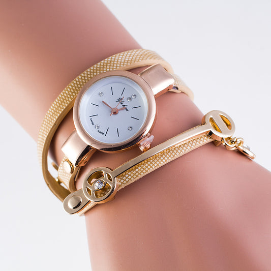 Casual three-winding bracelet watch