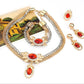 Bridal alloy four pieces of European and American double color crystal flower necklace earrings bracelet ring set 9132