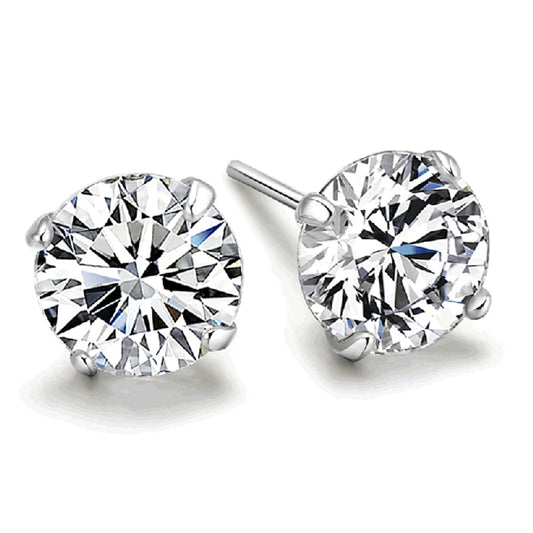 Stud Earrings 925 Sterling Silver Fashion Shiny Crystal Star Ladies Jewelry Women Classic Studs