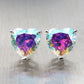 Holographic Heart Crystal Stud Earrings Fashion Women Female Earrings Piercing