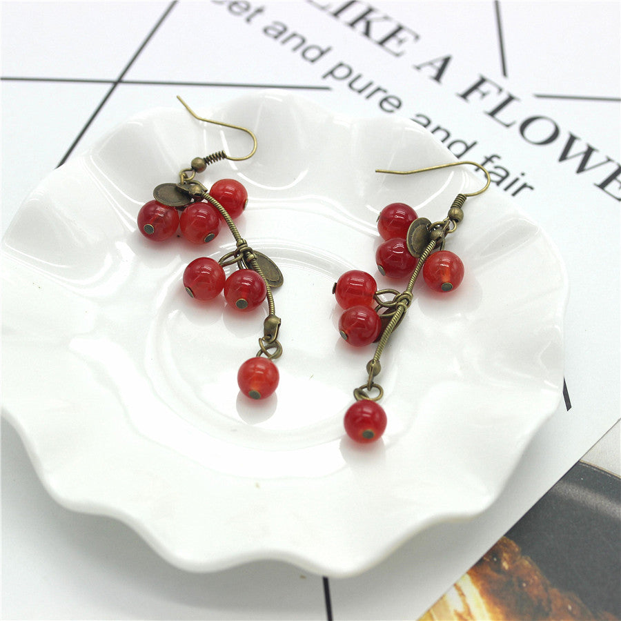 Red Currant Ear Drop Earrings Dangle Women Fashion Jewelry Gift for Her