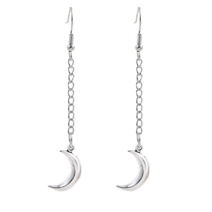 Chain Moon Ear Drop Earrings Dangle Women Fashion Jewelry Gift for Her