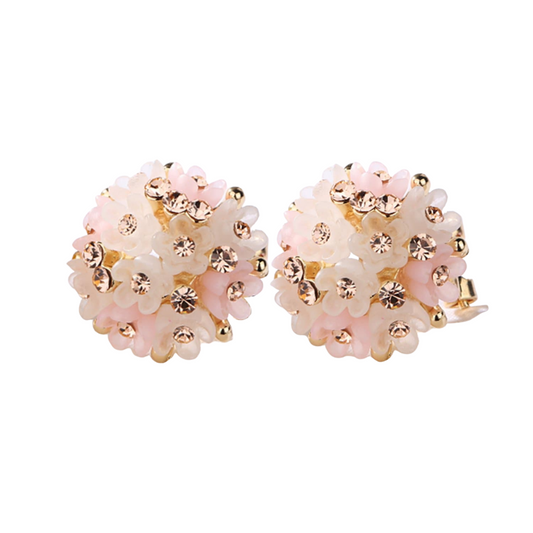 Rhinestone Detail Flower Stud Earrings 1pair for Women Girls Ear Studs Jewelry