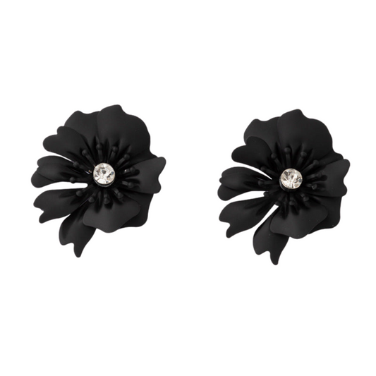 Black Flower Stud Earrings for Women Girls Fashion Earrings Piercing Jewelry