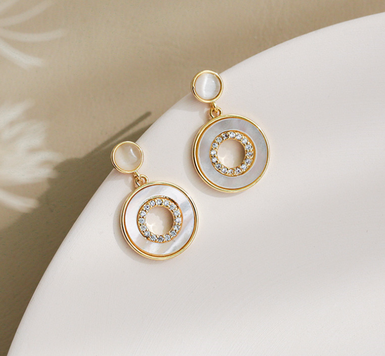 1Pair Ivory Round Drop Earring Women Jewelry Mom Gift Everyday Wear Earrings