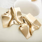 Bended Pattern Metallic Stud Fashion Earrings Women Girls Ear Studs Jewelry Gift