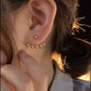 Chrome Bead Design Ear Jacket Jewelry Stud Earrings Modern Fashion Women
