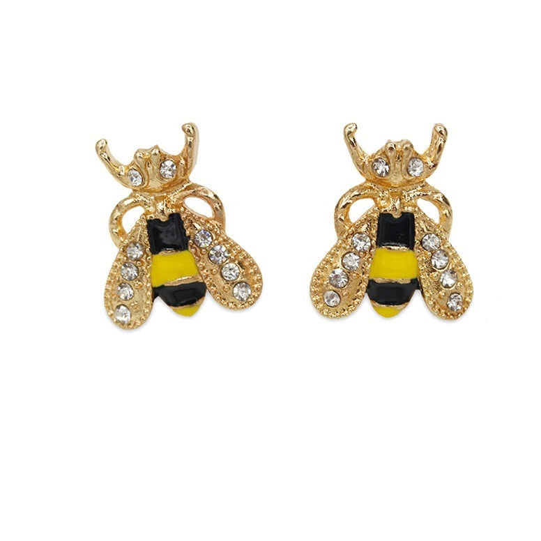 Yellow Black Bee Jewelry Stud Earrings Modern Fashion Women Earrings Piercing