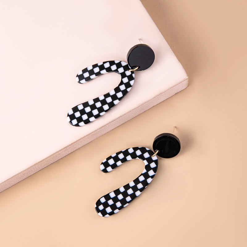 Plaid Jewelry Drop Earring Modern Fashion Women Earrings Piercing Studs