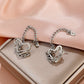 Hearts Chains Stud Earrings for Girls Women Stud Jewelry Gift Accessories