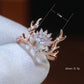 Fashion Glittering Zircon Embellished Lovely Rose Gold Elk Antlers Zircon Wedding Ring