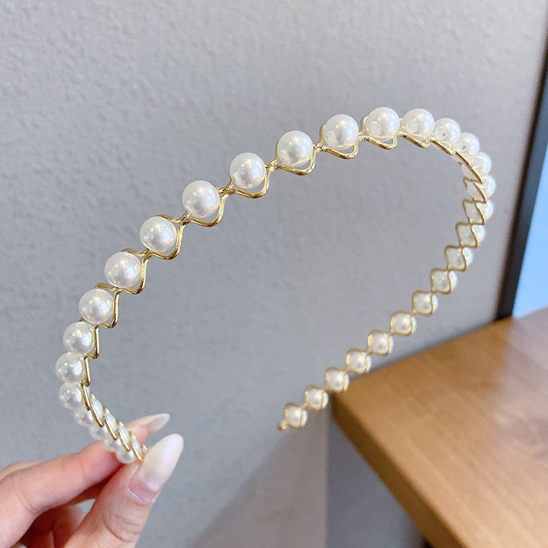 Sen Simple Pearl Thin Headband Hair Accessories Headband