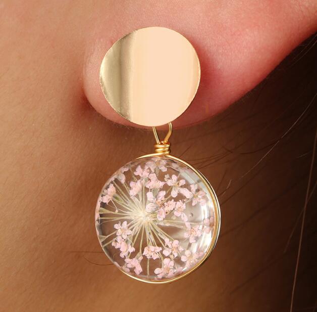 Flower Resin Ear Studs Dangle Fashion Earrings for Women Stylish Party Jewelry Gift