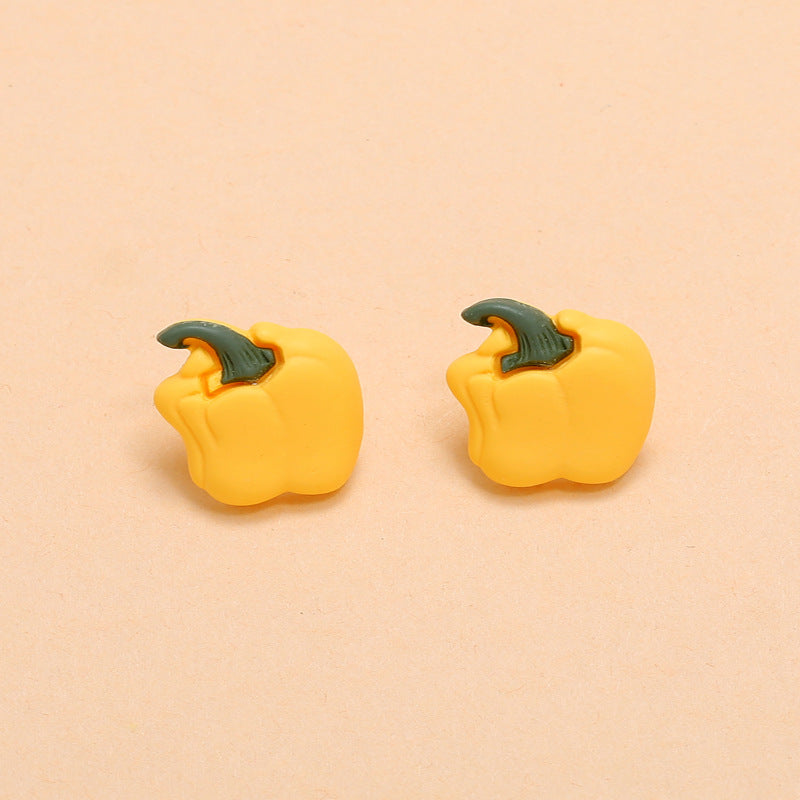 Yellow Bell Pepper Design Stud Earrings Women Girls Gifts Jewelry Accessories