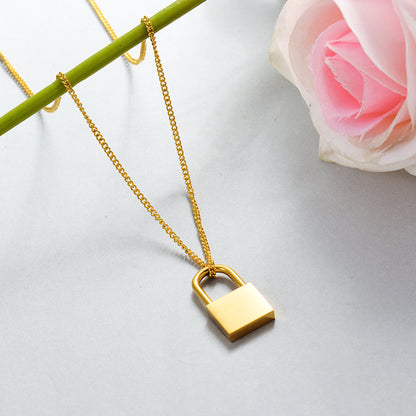 Titanium Steel Electroplated 18K Gold Lock Neck Necklace