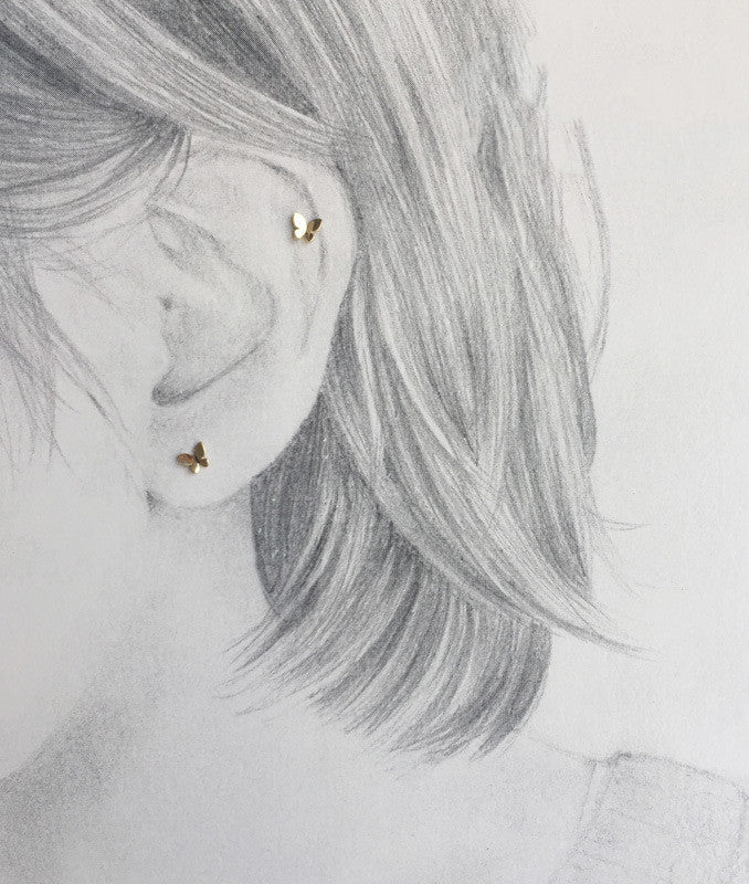 Miniature Butterfly Stud Earrings Fashion Women Female Earrings Piercing Jewelry