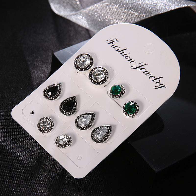 5pairs Round and Drop Jewelry Stud Earrings Modern Fashion Women Earrings