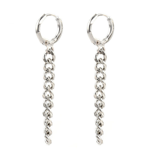 Metal Chain Hoop Dangle Fashion Earrings for Women Stylish Party Jewelry Gift