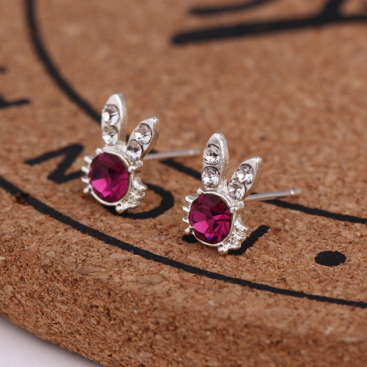 Hot Pink Bunny Stud Earrings Women Charm Stud Jewelry Birthday Holiday Gifts