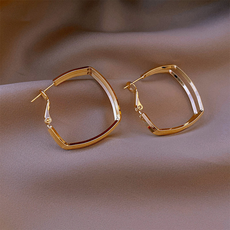 Smooth Square Design Hoop Earrings Women Girls Gifts Jewelry Accessories