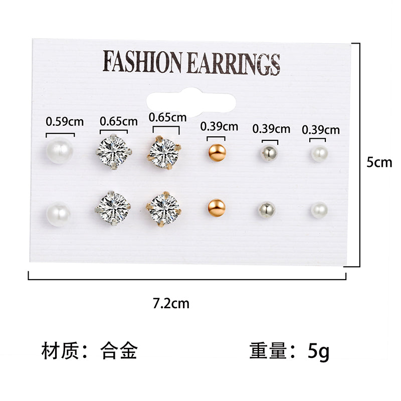 6pairs Mixed Color Stud Earrings for Women Girls Fashion Earrings Piercing