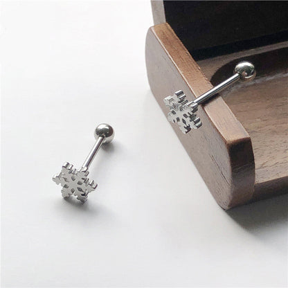 Steel Snowflake Stud Earrings for Women Girls Fashion Earrings Piercing Jewelry