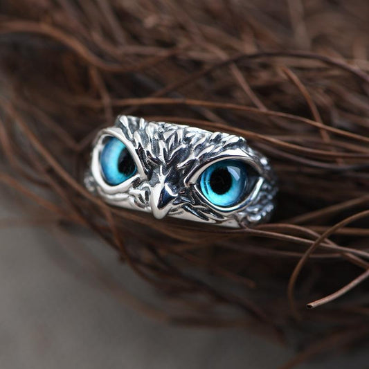 Fashion Vintage Demon Eye Owl Ring For Women  Retro Animal Ring Silver Color Jewelry