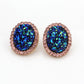Blue Glitter Oval Stud Earrings Fashion Women Female Earrings Piercing Jewelry