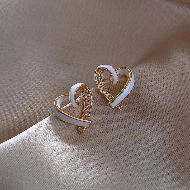 Ribbon Heart Stud Earrings Cute Summer Earring Jewelry Gift for Her