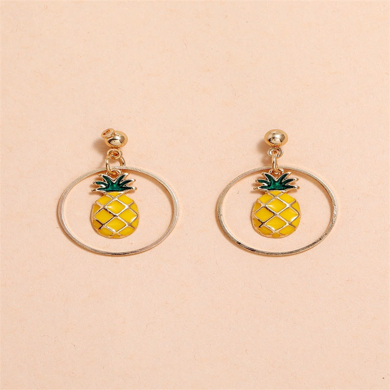 Pineapple Charm Dangle Fashion Earrings for Women Stylish Party Jewelry Gift