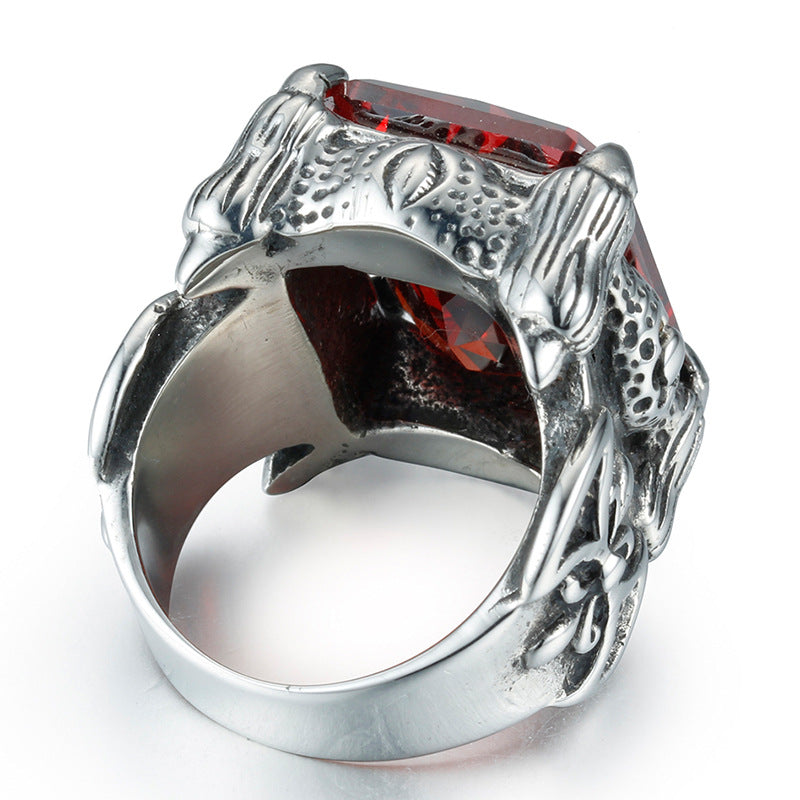 Titanium steel men's zircon ring