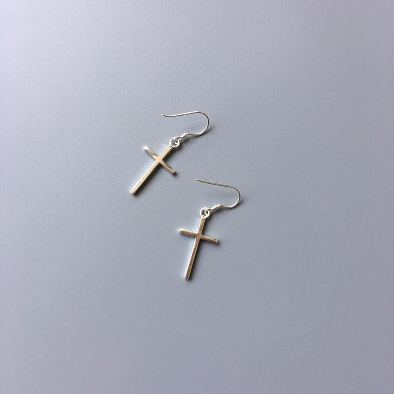 Europe and the United States new earrings simple Christian cross earrings alloy cross show ear hook