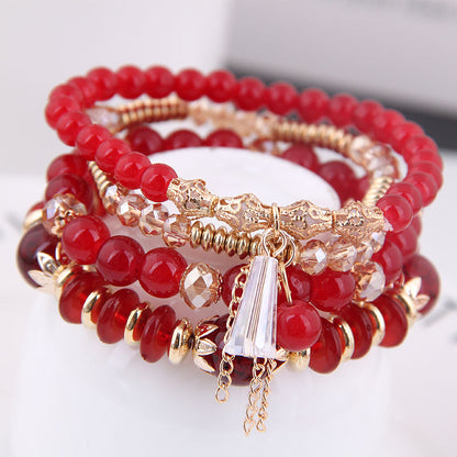 Bohemian Multilayer Multicolor Acrylic Beads Bracelet New Ethnic Strands Bracelets Bangles For Women Gift Pulseras Mujer