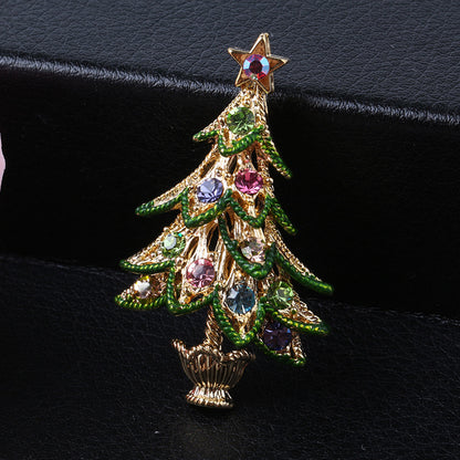 Diamond retro Christmas tree brooch