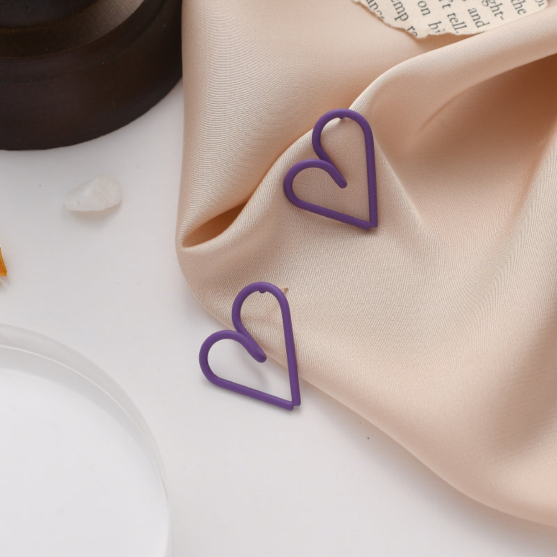 Purple Heart Stud Earrings Cute Dangle Earrings Women Jewelry Gift for Her