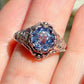 Luxury Blue Crystal Rings for Women Creative Female Flower Ring Jewelry