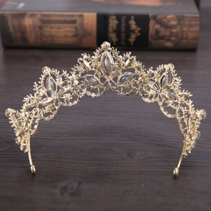 New Fashion Baroque Luxury Crystal AB Bridal Crown Tiara Light Gold Tiara Tiaras for Women Bride Hair Wedding Accessories