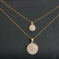 The bride jewelry two piece Necklace Earrings Set Round Diamond Jewelry Set Gold Jewellery Set