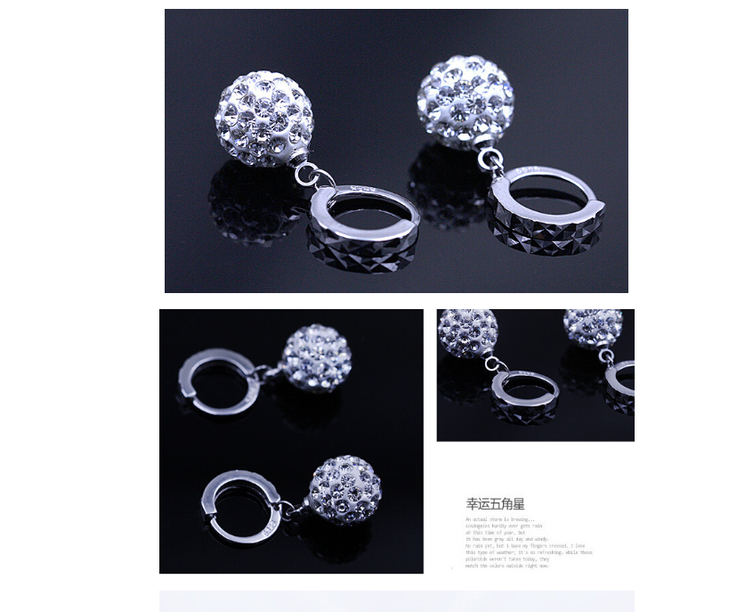 Crystal Design Ball Pendant Jewelry Fashion Dangle Earrings for Girls Party Birthday Gift