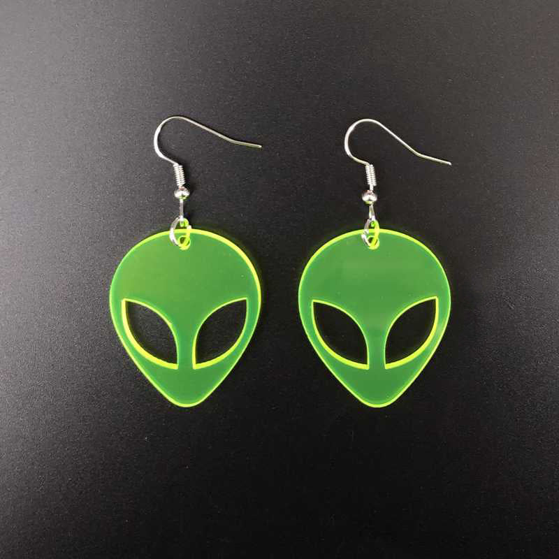 Green Alien Dangle Earrings Jewelry Accessories Girls Fashion Accessory