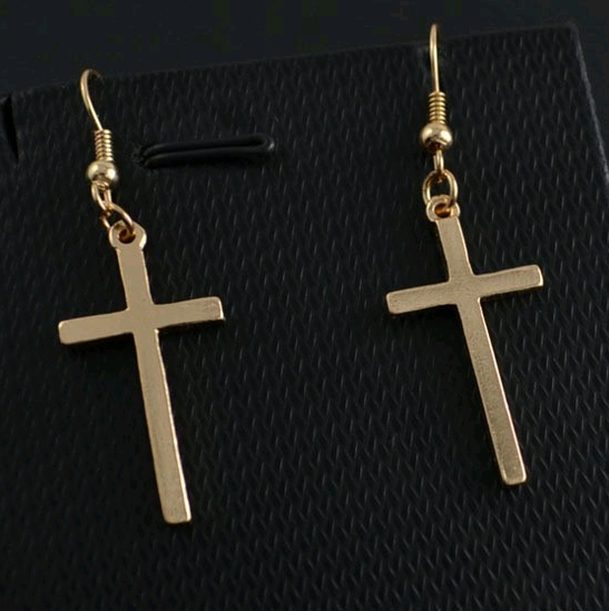 Europe and the United States new earrings simple Christian cross earrings alloy cross show ear hook