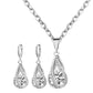 S163 Korean simple zircon jewelry set Silver Drop Necklace Earrings set new bride wedding