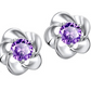 S925 sterling silver Japanese and Korean women's amethyst earrings Crown chrysanthemum dolphins zircon earrings hypoallergenic earrings