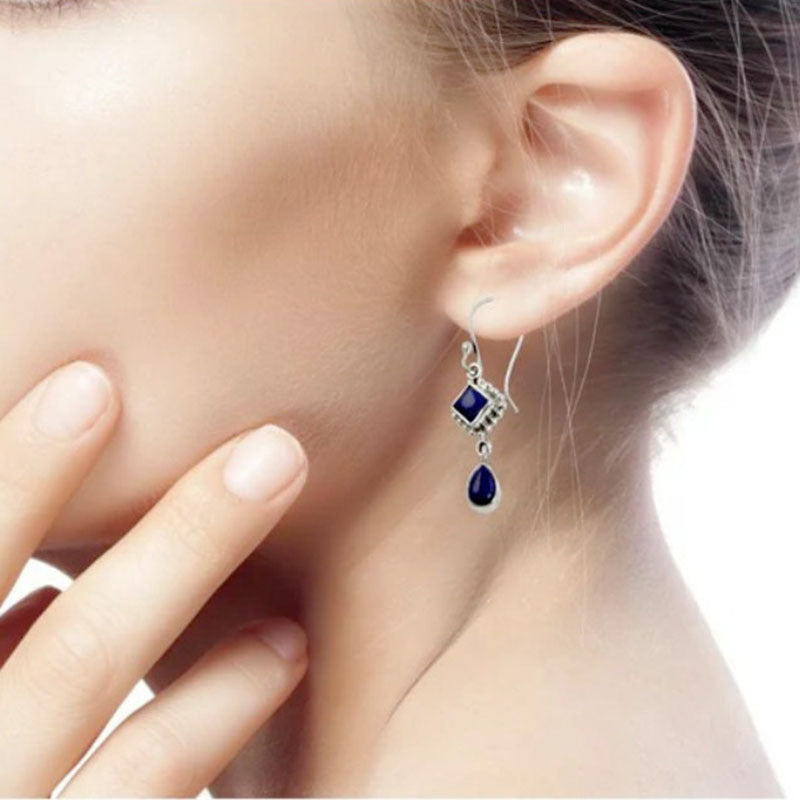 Navy Blue Vintage Drop Earring Women Jewelry Mom Gift Everyday Wear Earrings