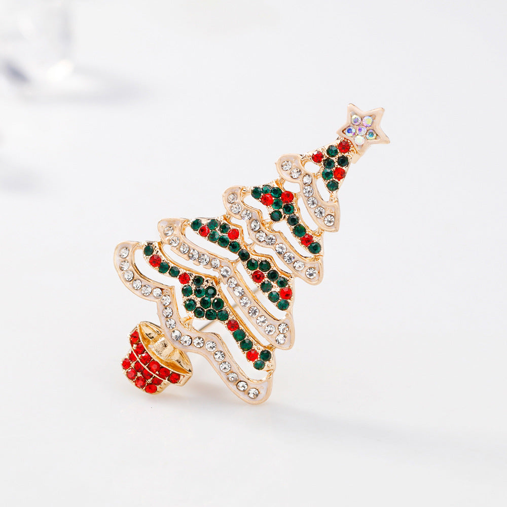 Rhinestone Christmas Tree Brooch