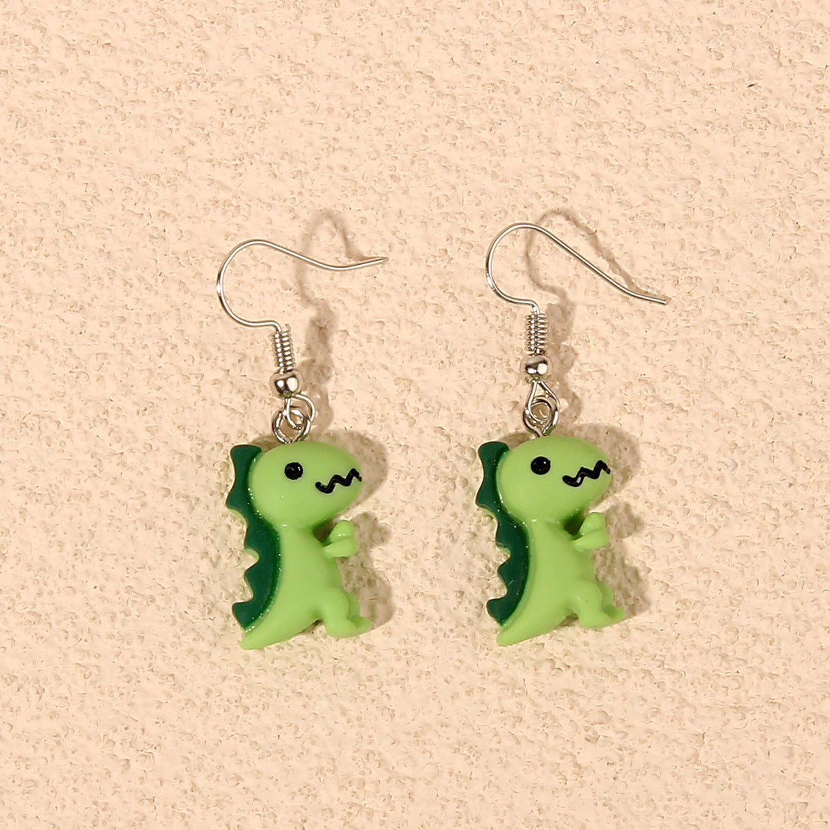 Green Cartoon Dinosaur Dangle Earrings Cute Summer Earring Jewelry Gift for Her