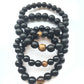 Black Agate Loose Bead Yellow Tiger Eye Bracelet