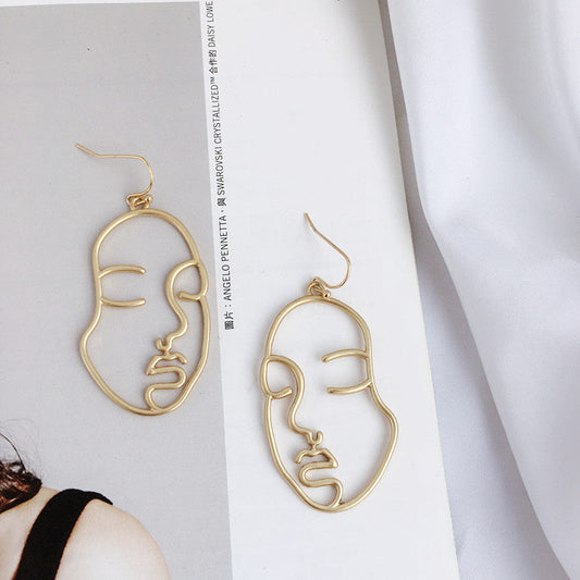 Hollow Out Face Shape Dangle Earrings Jewelry Accessories Girls Fashion Accessory