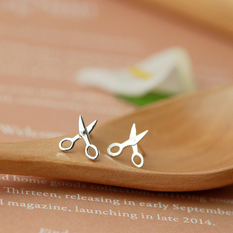 925 STERLING CUTE Small Scissors SILVER EARRINGS