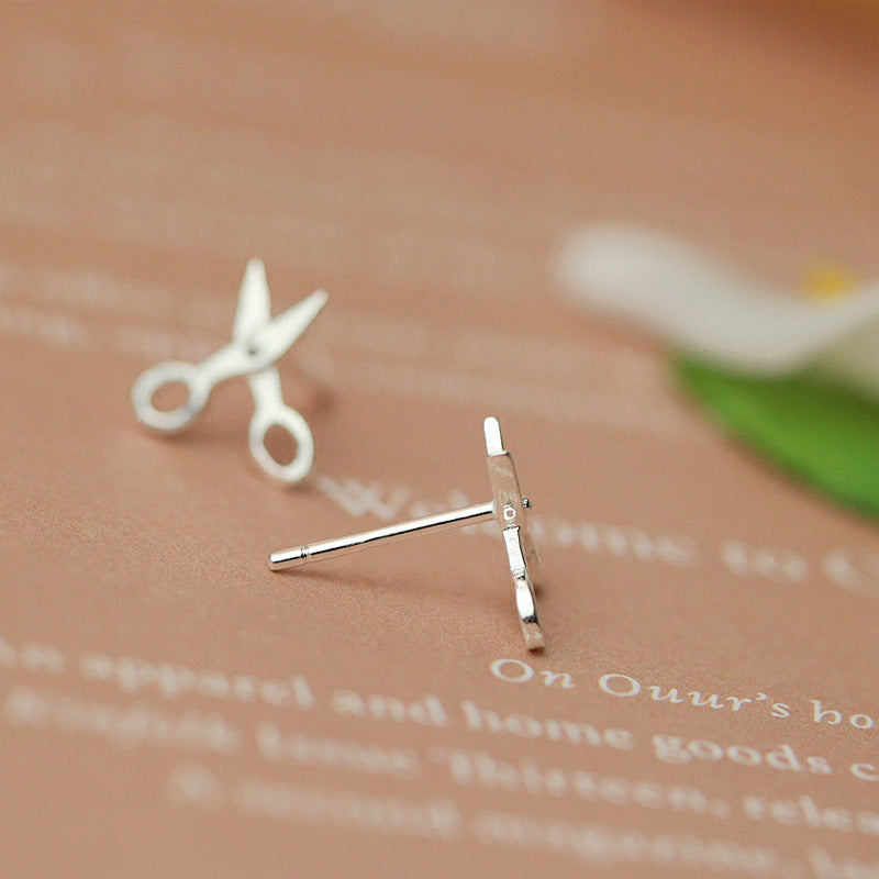 925 STERLING CUTE Small Scissors SILVER EARRINGS